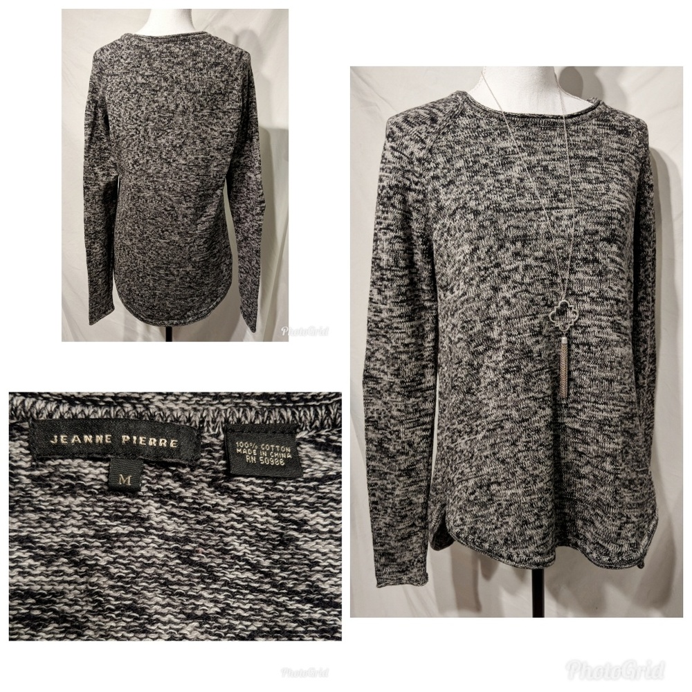 Jeanne Pierre Black/Gray Marled Sweater Size M